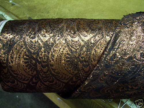 COPPER RENAISSANCE FAN SCROLL BROCADE FABRIC  