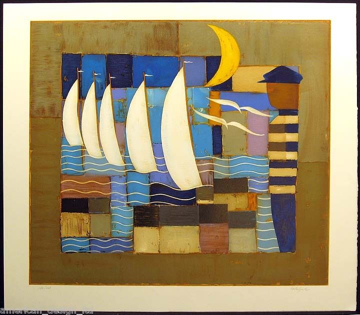   Les Cinq Voiles Signed & Numbered Original Lithograph Art  