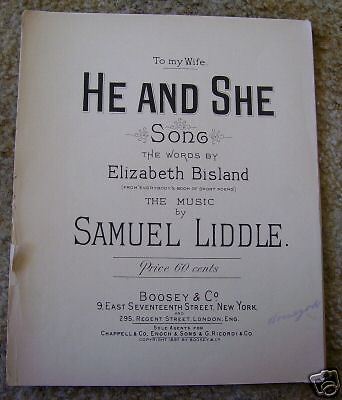 He And She Samuel Liddle Sheet Music 1897