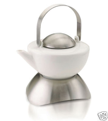 CERAMIC TEA POT WITH STAINLESS STEEL LID AND BASE  