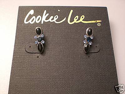 Cookie Lee Blue Crystal Earrings 89141  