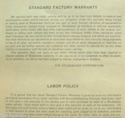 vintage 1930’s STUDEBAKER New Car Order / Invoice Sheet: ORIGINAL! Blank
