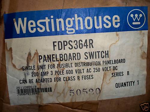 WESTINGHOUSE FDPS364R 200A 600V FUSED PANELBOARD SWITCH  