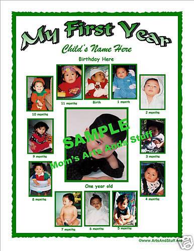 BABY FIRST SCHOOL YEAR PHOTO COLLAGE PICTUR FRAME Green  