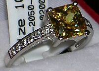 Sterling Princess Ct Citrine Topaz Ring Sz 5 6 7 8 9 10  