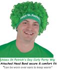 Unisex St Patrick's Day Curly Party Wig Attached Head Band secure comfort fit