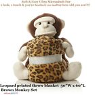 Concierge Collection Soft & Cozy 14' Lg Monkey & plush Leopard Throw Blanket Set