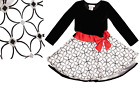 Girl size 4 Black Velvet crinoline bodice tulle fancy dress sliver bling red bow