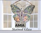 AMIA Studios Handcrafted/Hand Painted Stained Glass Butterfly Suncatcher