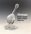 Vintage Italian Crystal Paperweight Figurine Musical Instrument Mandolin - HTF
