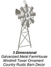 3D Galvanized Metal Farmhouse Windmill Tower Ornament Country Rustic Barn Decor
