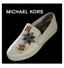 Michael Kors Keaton Heidi Womens Size 7 Leather  Floral Slip On Sneaker Shoes