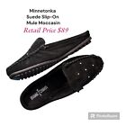 Minnetonka Size 8 Leila Studded Suede Slip on Moccasin Flat Mule Shoes retail 89