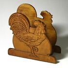 Country Farmhouse Kitchen Carved Wood Rooster Chicken Napkin Holder Mail Holder