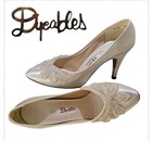 Dyeables Vgt Bridal Wedding Shoes Size 5 Ivory  Satin Beaded Pearls Sequin Pumps
