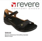 NWOT Revere Sandal Shoes Portofino  Onyx Black Microfiber Suede Womens Size 9