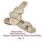  Suede Twisted velvet  Knot Flat, Slip-On  women's Sandal Slides sz 8