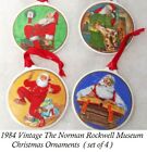 1984 Vintage Norman Rockwell Museum Christmas  Figurine Ornaments set 4 