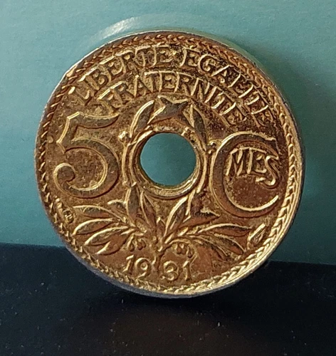 Pièces de monnaie françaises de 5 centimes en or plaqué