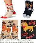 2 Pairs Women's Novelty Socks Dachshund wiener  Dog " Get a Long Little Doggie "