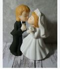 Vtg 1980 Lefton # F307XXCB Bisque bride & groom Wedding Cake Topper / Figurine