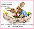 12" Boy & Girl Sisal Bunny Rabbits Fishing Boat Figurine  " The Season of Love "