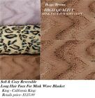 Reversible Long Hair Soft & Cozy Faux Fur Mink Wave Blanket King /Cal King