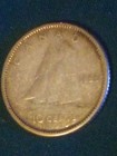 1955 Canada Silver Dime 10 Cents Toned
