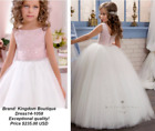 Quality $235 Bejeweled Crystal Pearl Pink Blush Flower Girl Princess Dress 3T 4T