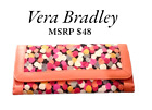 MSRP$48 Vera Bradley Trifold Wallet Pixie Confetti Coral Trim Snap Close Zip