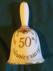Lefton China-50th Anniversary Commemorative Bell w/ Gold Trim-Wedding-MINT-1988