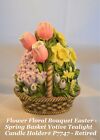PartyLite Porcelain Tealight Candle Holder Easter Spring Floral Flower Basket 