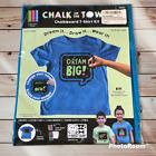 CHALK OF THE TOWN Kids Fun CHALKBOARD SHIRT Blue T-shirt Craft Kit  Size M *NIP*