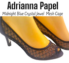 Adrianna Papell womens Midnight Blue Crystal Jeweled Mesh Caged Dress Shoes Sz 8