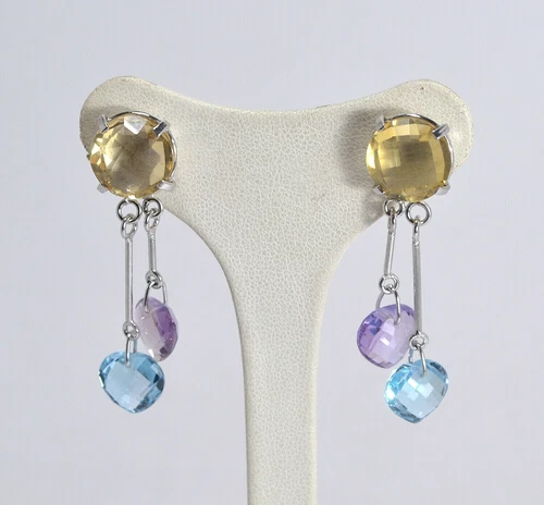 Orecchini di lusso con gemme in argento con pietra principale ametista ametista