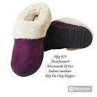 Mfg $29 Dearfoams® Women's Large 9 / 10  Microsuede & Fur  Slip On Clog Slipper 