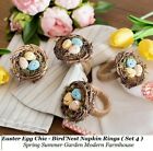 Easter Egg Chic Bird Nest Jute Napkin Rings Spring Summer Modern Farmhouse ( 4 )
