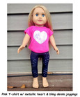 18" Doll clothes Dress Outfit fit American Girl dolls Pink Heart Bling Jeans 