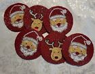  6 Robert Stanley Rudolph Red Nose Reindeer & Santa Beaded Christmas Coasters