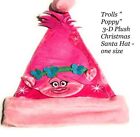 Trolls "Poppy" 3-D embroidery   Plush Christmas Santa Hat - one size 