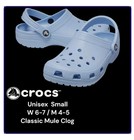Crocs Unisex  Small - W 6-7 / M 4-5 Classic Mule Clog Blue Calcite