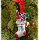 NIB " Dear Santa, Bring Wine " Christmas Stocking Tree Ornament / Hostess Gift 