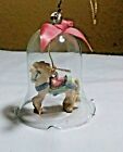 Vintage Shabby Chic Pink Carousel Horse Glass Bell Christmas Tree Ornament