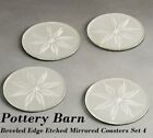 Pottery Barn  Beveled Edge Starburst Design Etched Mirrored Glass Coasters Set 4