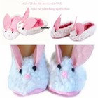Easter Bunny Rabbit Fleece Slippers Fits 18 in American Girl Doll Clothes shoes