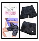 Victoria's Secret PINK size Large Yoga Black / Gray Tie Dye High Waisted Shorts 