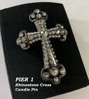 PIER 1  Holiday Religious Wedding Jeweled Rhinestone Cross Candle Pin