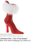 Red Glitter High Heel Stilettos Fur Cuff Shoes Boot Hanging Ornament figurine