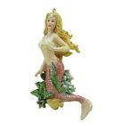  Blonde Glittered Pink Tail Mermaid Wrapped in Sea Life Hanging  Ornament