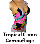 Hula Honey tankini Top Tropical Camo Camouflage, Swim Top Strappy Back